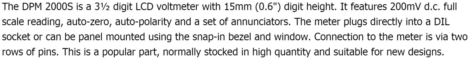 מדי תצוגה פנל מטר דיגיטליים LASCAR PANEL METRE DPM 2000S